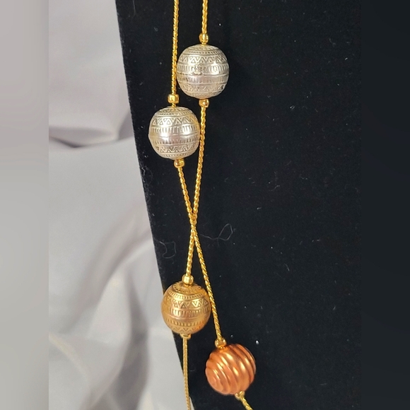 Necklace and earring set double strand  90s - Picture 5 of 9